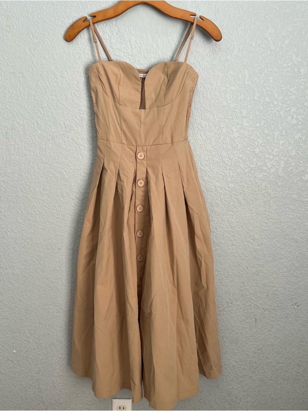 AEL Old Money Neutral Midi Dress Romantic Coquette Clean Girl Aesthetic XS